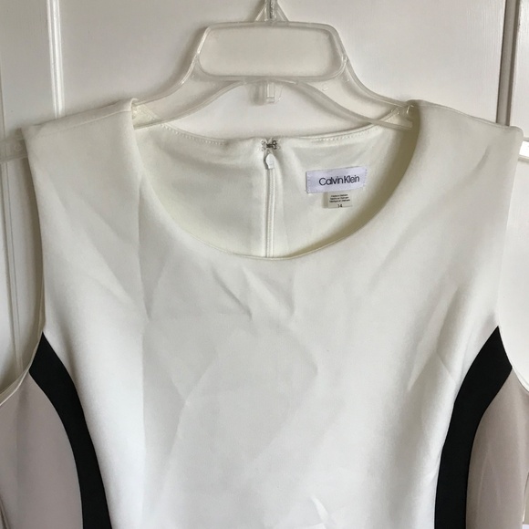CALVIN KLEIN Colorblock Scuba Bodycon Dress Pink Cream NWT Women’s Plus Size 14 - Picture 3 of 16